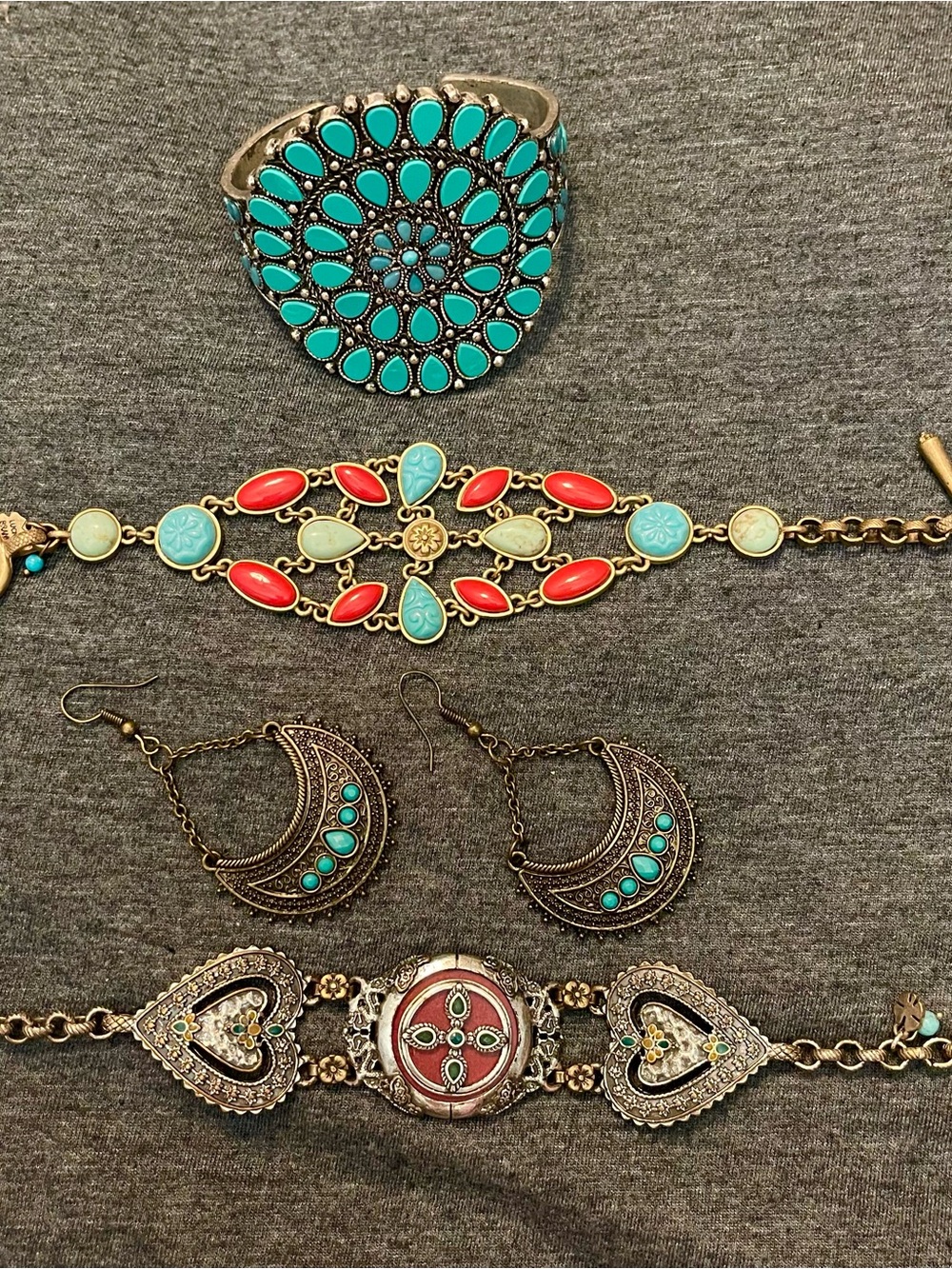 Lucky Brand LOT - 2 bracelets, 1 cuff, 1 Pair of earrings